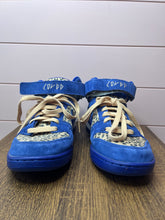 Load image into Gallery viewer, Size 9 Nike ID Custom Made Blue &amp; Peach Leopard Print High Top Sneakers
