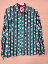 Load image into Gallery viewer, Medium Roper Vintage Women’s Western Pink &amp; Teal Cowgirl Long Sleeve Button Up Shirt
