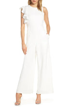 Load image into Gallery viewer, Size 16 Julia Jordan Plus Size White One Shoulder Ruffle Jump Suit
