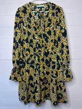 Load image into Gallery viewer, Size 20 Eloquii Elements Plus Size Leopard Ruffle Tie Neck Long Sleeve Dress
