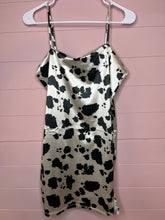 Load image into Gallery viewer, XL Thirty/Thirty Cow Print Satin Mini Dress
