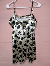Load image into Gallery viewer, XL Thirty/Thirty Cow Print Satin Mini Dress
