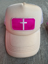 Load image into Gallery viewer, Wholesale Trucker Hats with Thrifted Fabric Embroidered Patches
