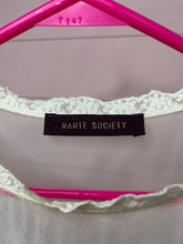 Load image into Gallery viewer, Small Haute Society Ivory Sheer Lace Fringe Overlay Top
