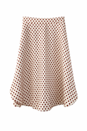 Size 8 Eva Mendes New York and Company Boho Silky Polka Dot Skirt