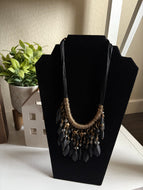 Black & Gold Crystal Boho Necklace