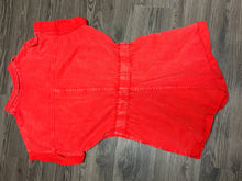 Load image into Gallery viewer, Small Day + Moon Washed Red Distressed Colored Denim Romper With Folded Hem
