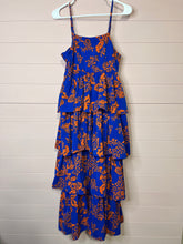 Load image into Gallery viewer, Small Entro Blue &amp; Orange Ruffle Maxi Dress

