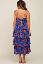 Load image into Gallery viewer, Small Entro Blue &amp; Orange Ruffle Maxi Dress
