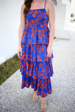 Load image into Gallery viewer, Small Entro Blue &amp; Orange Ruffle Maxi Dress
