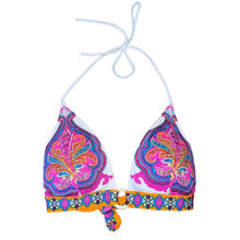 Load image into Gallery viewer, Medium Victoria’s Secret Pink Orange White Paisley Halter Neck Bikini Swim Suit Top
