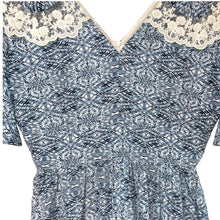 Load image into Gallery viewer, Medium Since Then Vintage Peasant Style Lace Trimmed V-Neck Maxi Dress

