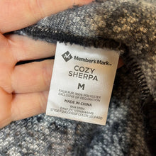 Load image into Gallery viewer, Medium Members Mark Black Gray Leopard Sherpa Jacket
