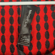 Load image into Gallery viewer, Size 8 St. John Red &amp; Black Oval Design Fit And Flare Knit Dress
