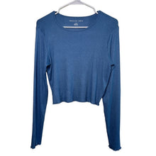 Load image into Gallery viewer, Large American Eagle Blue Soft Ribbed Long Sleeve Crop Top
