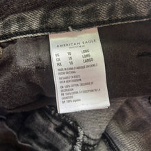 Load image into Gallery viewer, Sz 10 Long American Eagle Long Black Denim Distressed Mom Jeans
