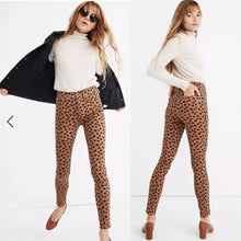 Load image into Gallery viewer, Size 27 Madewell Leopard Dot 10” High Rise Skinny Jeans Tan &amp; Black
