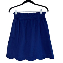 Load image into Gallery viewer, Small Lauren James Navy Blue Seersucker Scalloped Hem Mini Skirt
