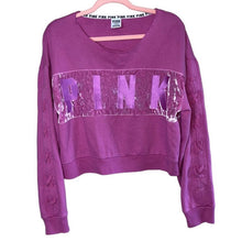 Load image into Gallery viewer, Medium PINK Slouchy Velvet Crop Top Sweatshirt
