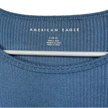 Load image into Gallery viewer, Large American Eagle Blue Soft Ribbed Long Sleeve Crop Top
