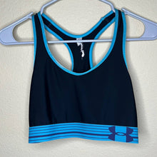 Load image into Gallery viewer, Large Under Armour Black Blue Sports Bra

