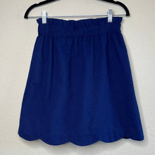 Load image into Gallery viewer, Small Lauren James Navy Blue Seersucker Scalloped Hem Mini Skirt

