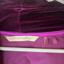 Load image into Gallery viewer, Large Soft Surroundings Purple Velvet Asymmetrical Cowl Neck Tunic Top
