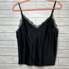 Load image into Gallery viewer, Medium Victoria’s Secret Black Silky Satin Lace Crop Cami Tank Top
