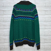 Load image into Gallery viewer, XL Scotch &amp; Soda Green Blue Brown Wool Zip Up Sweater
