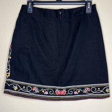 Load image into Gallery viewer, Small Braeve Boho Black Embroidered Floral Mini Skirt
