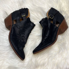 Load image into Gallery viewer, Sz 9 Qupid Black Western Perforated Buckle Heel Ankle Booties Shoes
