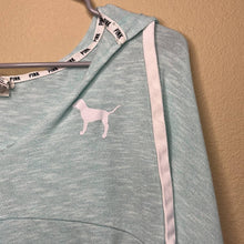 Load image into Gallery viewer, Medium PINK Victoria’s Secret Mint &amp; White Thin Hooded Shirt
