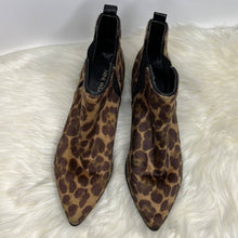 Load image into Gallery viewer, Size 8.5 Nine West Faux Calf Hair Leopard Pointy Toe Boots Shoes
