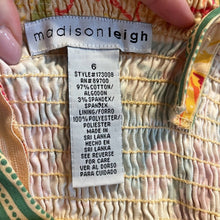 Load image into Gallery viewer, Sz 6 Madison Leigh Yellow Tropical Floral Print Summer Sun Dress
