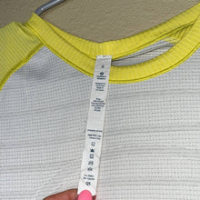 Load image into Gallery viewer, Size 8 Lululemon Run Swiftly Tech Yellow White Raglan Long Sleeve Shirt
