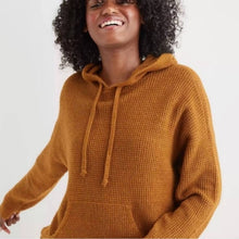 Load image into Gallery viewer, Large Aerie Golden Brown Waffle Knit Soft Hoodie Shirt
