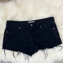Load image into Gallery viewer, Sz 4 PINK Victoria’s Secret Black Denim Cut Off Shorts
