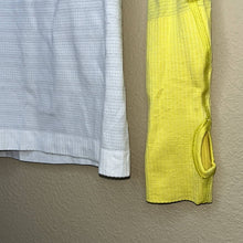Load image into Gallery viewer, Size 8 Lululemon Run Swiftly Tech Yellow White Raglan Long Sleeve Shirt
