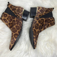 Load image into Gallery viewer, Size 8.5 Nine West Faux Calf Hair Leopard Pointy Toe Boots Shoes
