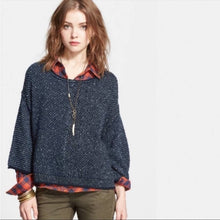 Load image into Gallery viewer, Small Free People Under Your Spell Navy Oversized Chunky Crop Sweater Top
