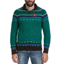Load image into Gallery viewer, XL Scotch &amp; Soda Green Blue Brown Wool Zip Up Sweater
