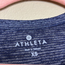 Load image into Gallery viewer, XS Athleta Blue Gray Striped 3/4 Sleeve Top
