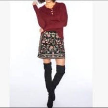 Load image into Gallery viewer, Small Braeve Boho Black Embroidered Floral Mini Skirt
