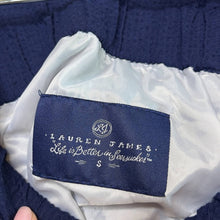 Load image into Gallery viewer, Small Lauren James Navy Blue Seersucker Scalloped Hem Mini Skirt
