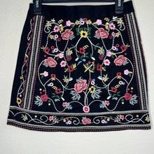 Load image into Gallery viewer, Small Braeve Boho Black Embroidered Floral Mini Skirt
