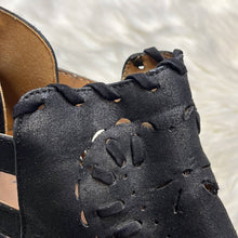 Load image into Gallery viewer, Sz 9 Qupid Black Western Perforated Buckle Heel Ankle Booties Shoes
