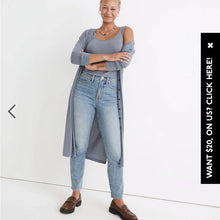 Load image into Gallery viewer, Medium Madewell Blue Long Sleeve Duster Button Front Cardigan
