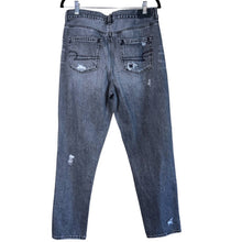 Load image into Gallery viewer, Sz 10 Long American Eagle Long Black Denim Distressed Mom Jeans
