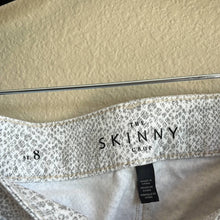 Load image into Gallery viewer, Size 8 White House Black Market White Gray Snake Print Skinny Cropped Jeans
