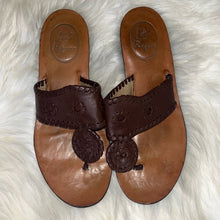 Load image into Gallery viewer, Sz 6 Jack Rogers Brown Embroidered Thong Sandals Shoes
